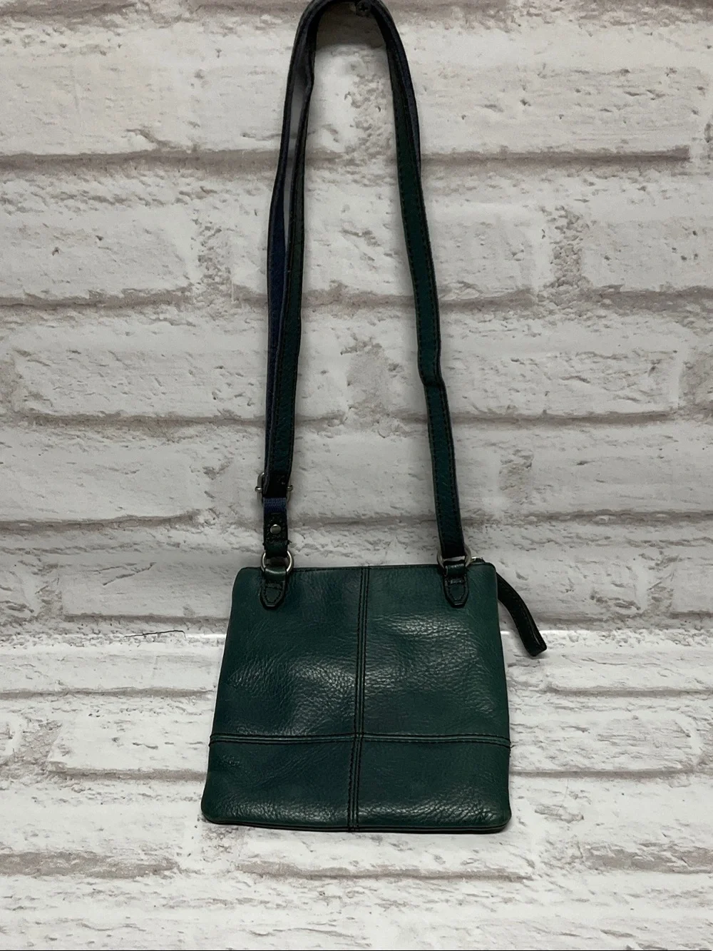 Fossil Teal Green Leather Crossbody with Front Flap